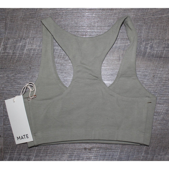 Mate‎ the Label Women's Organic Stretch Sports Bra SAGE GREEN XS NEW! $58 - Picture 3 of 3